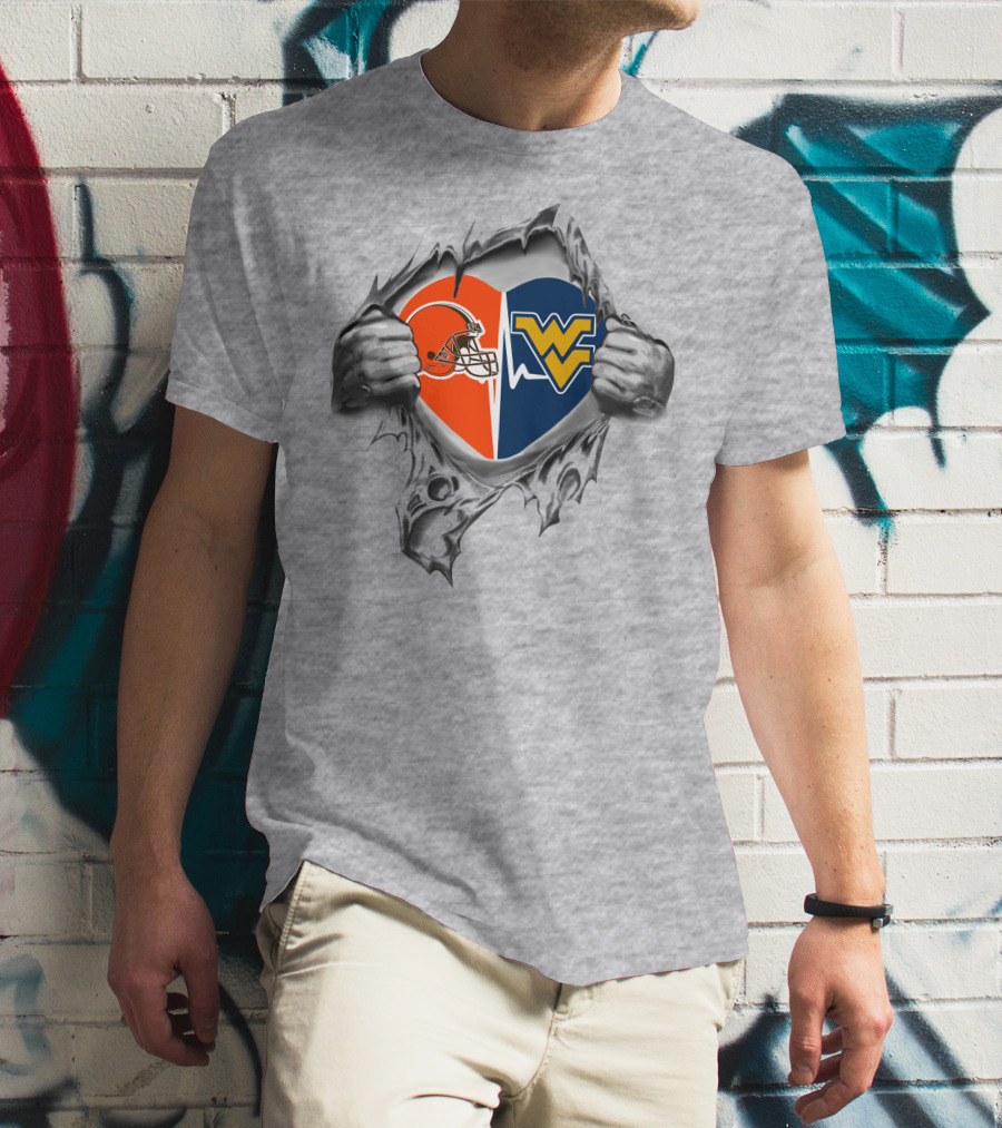 Browns West Virginia Mountaineers Heart Logo Split T-Shirt
