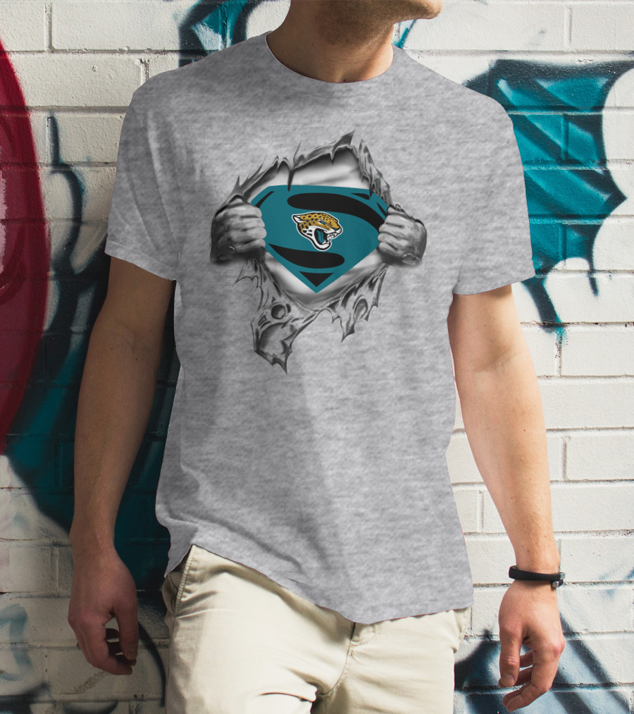 Jacksonville Jaguars Superman Logo Emblem Tear-Through T-Shirt