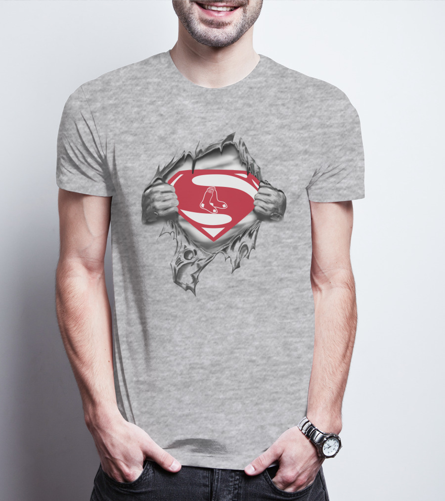 Boston Red Sox Superman Logo Rip T-Shirt