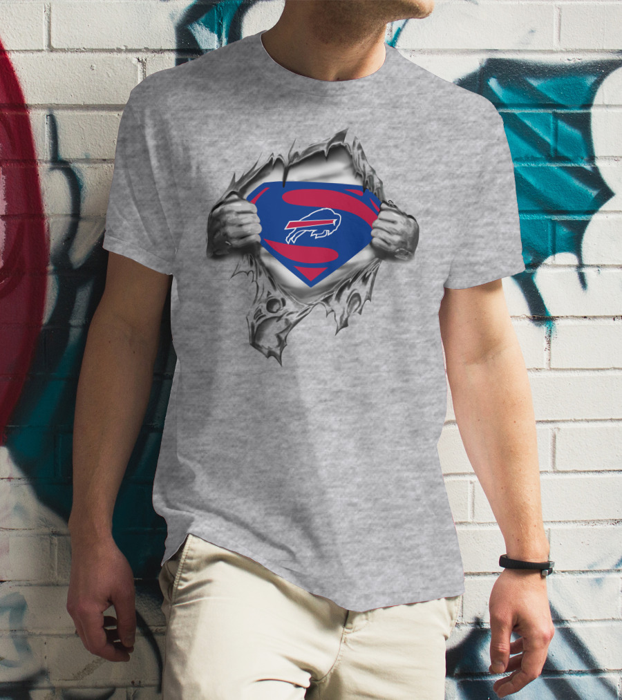 Buffalo Bills Superman Logo Chest Rip T-Shirt