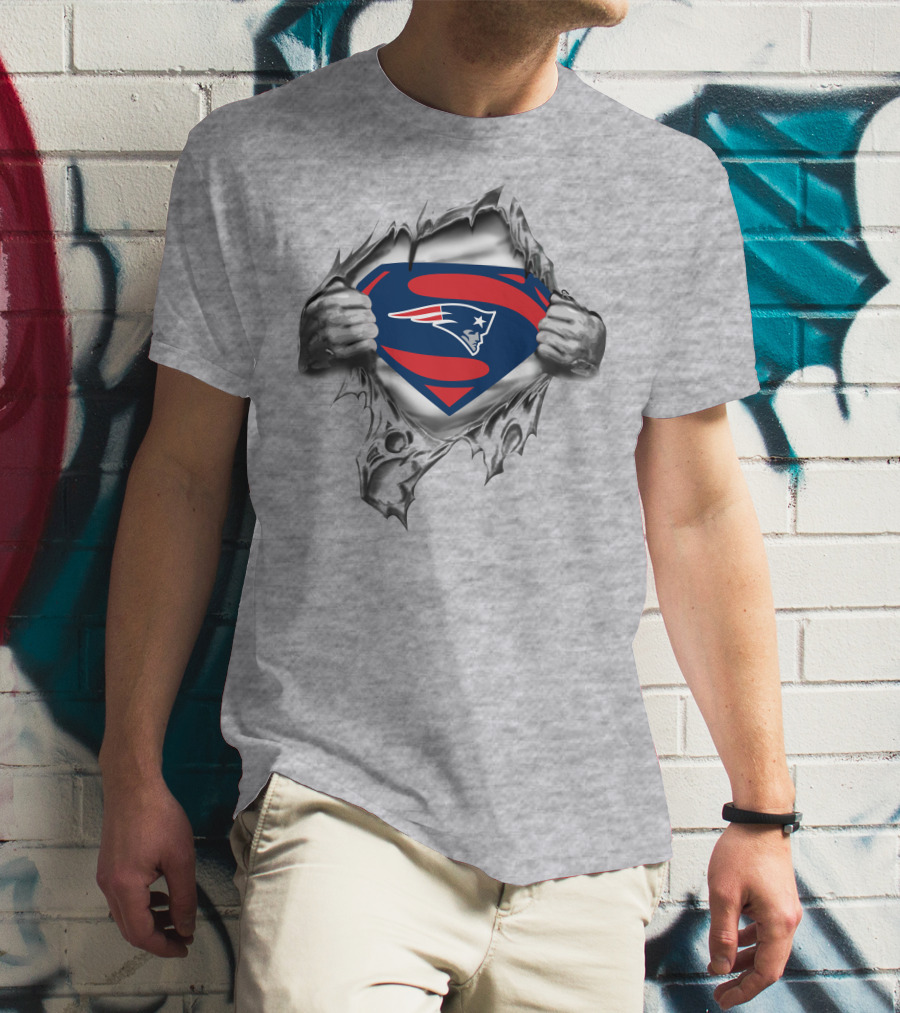 New England Patriots Superman Logo Rip T-Shirt