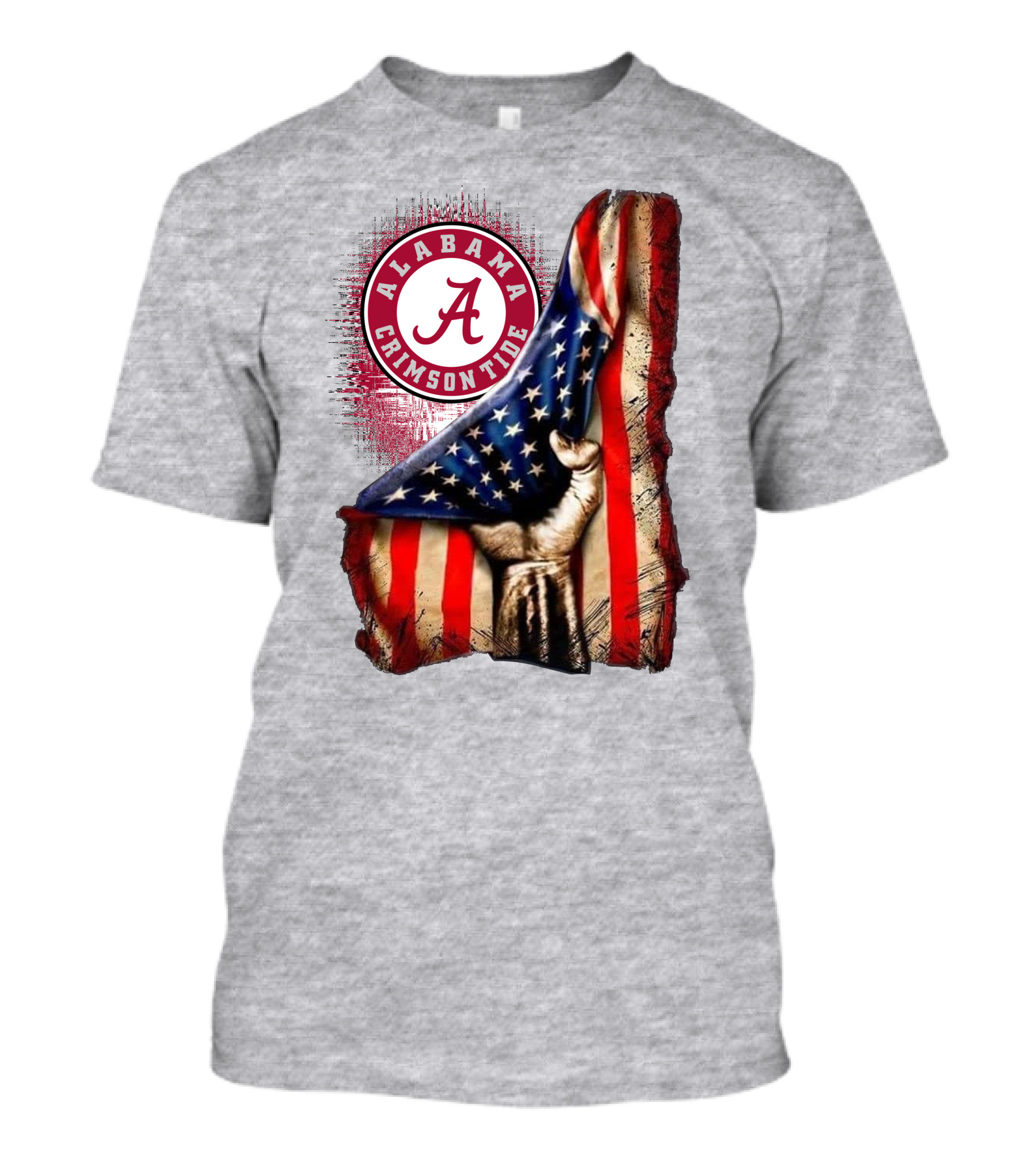 Alabama Crimson Tide American Flag Fist Outline T-Shirt