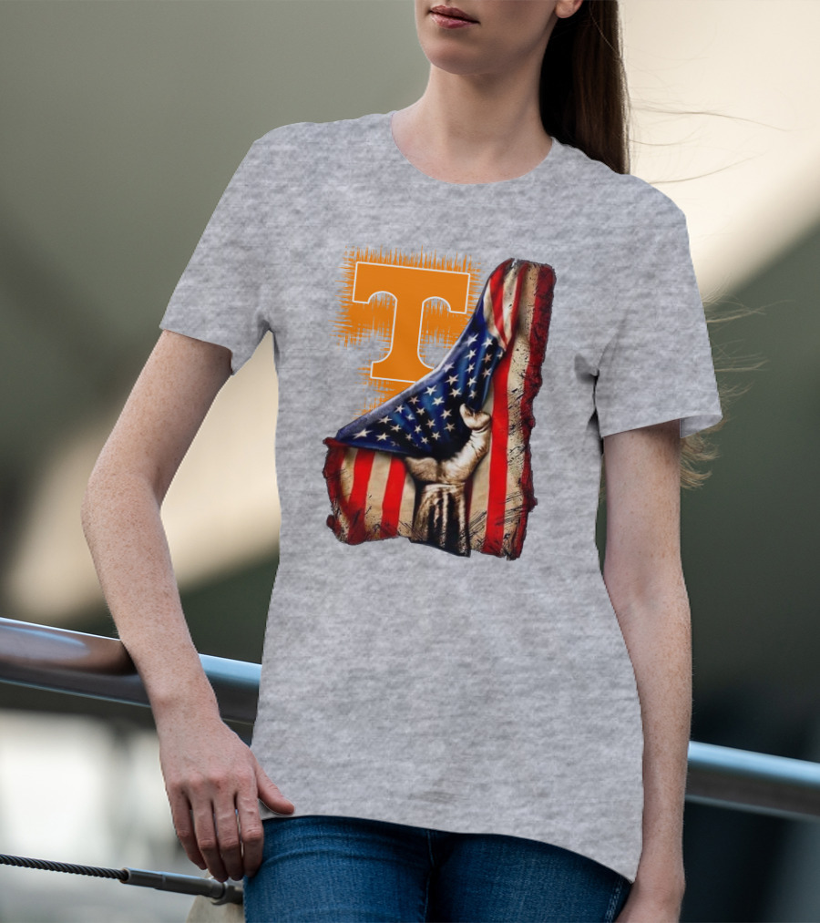 Tennessee Volunteers T Logo American Flag Fist T-Shirt