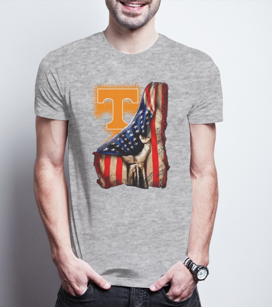 Tennessee Volunteers T Logo American Flag Fist T-Shirt