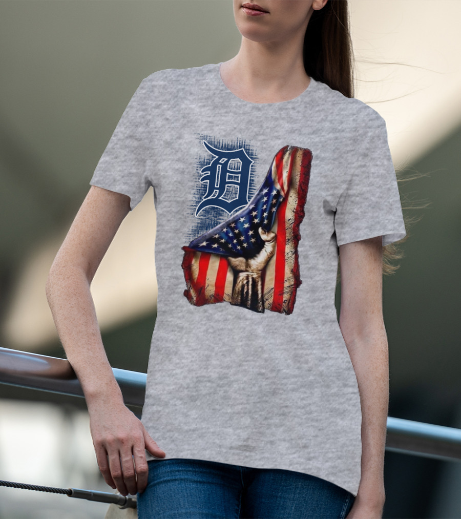 Detroit Tigers American Flag Patriotic Design 230 T-Shirt