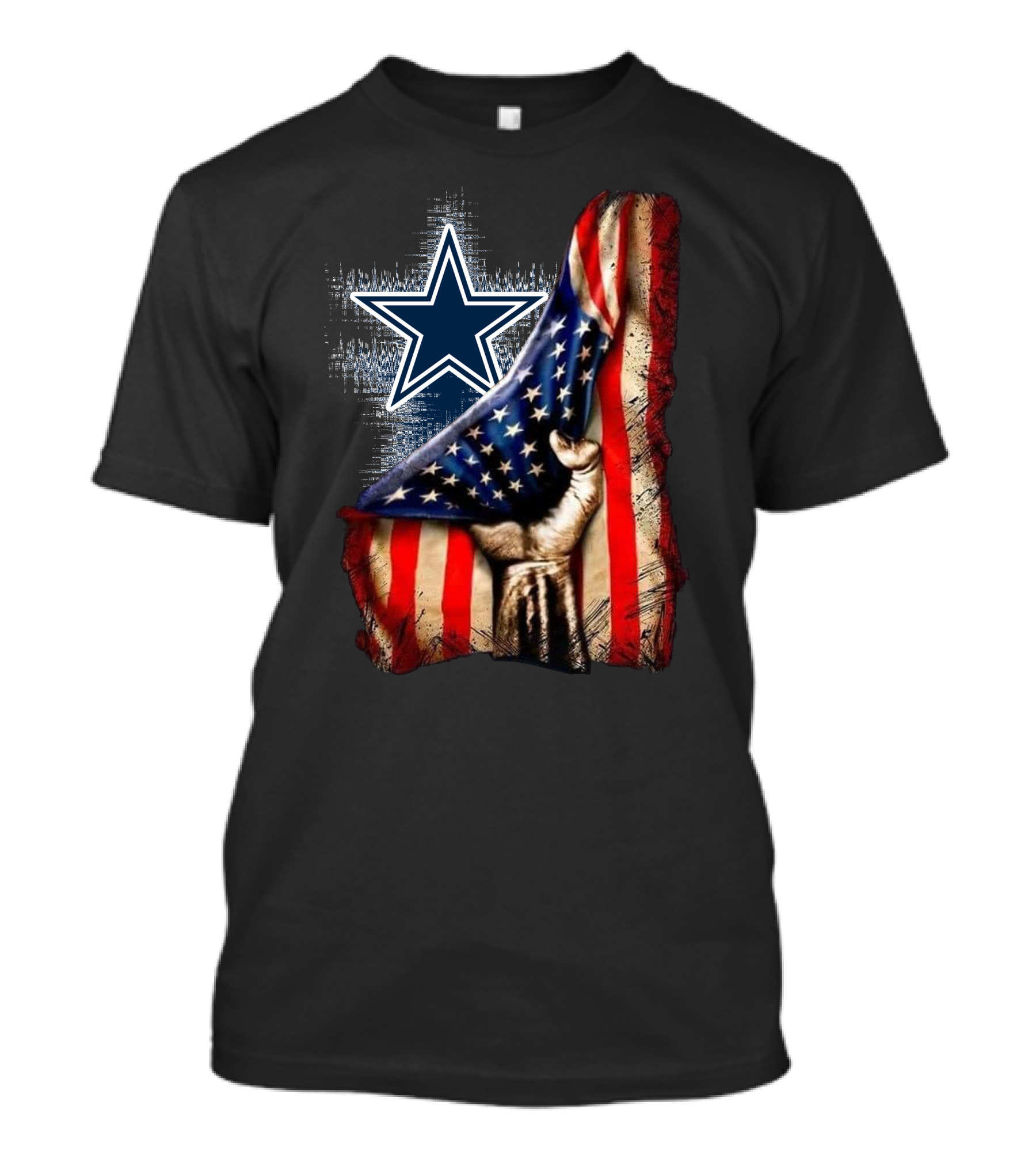 Dallas Cowboys Star With American Flag And Patriotic Hand T-Shirt