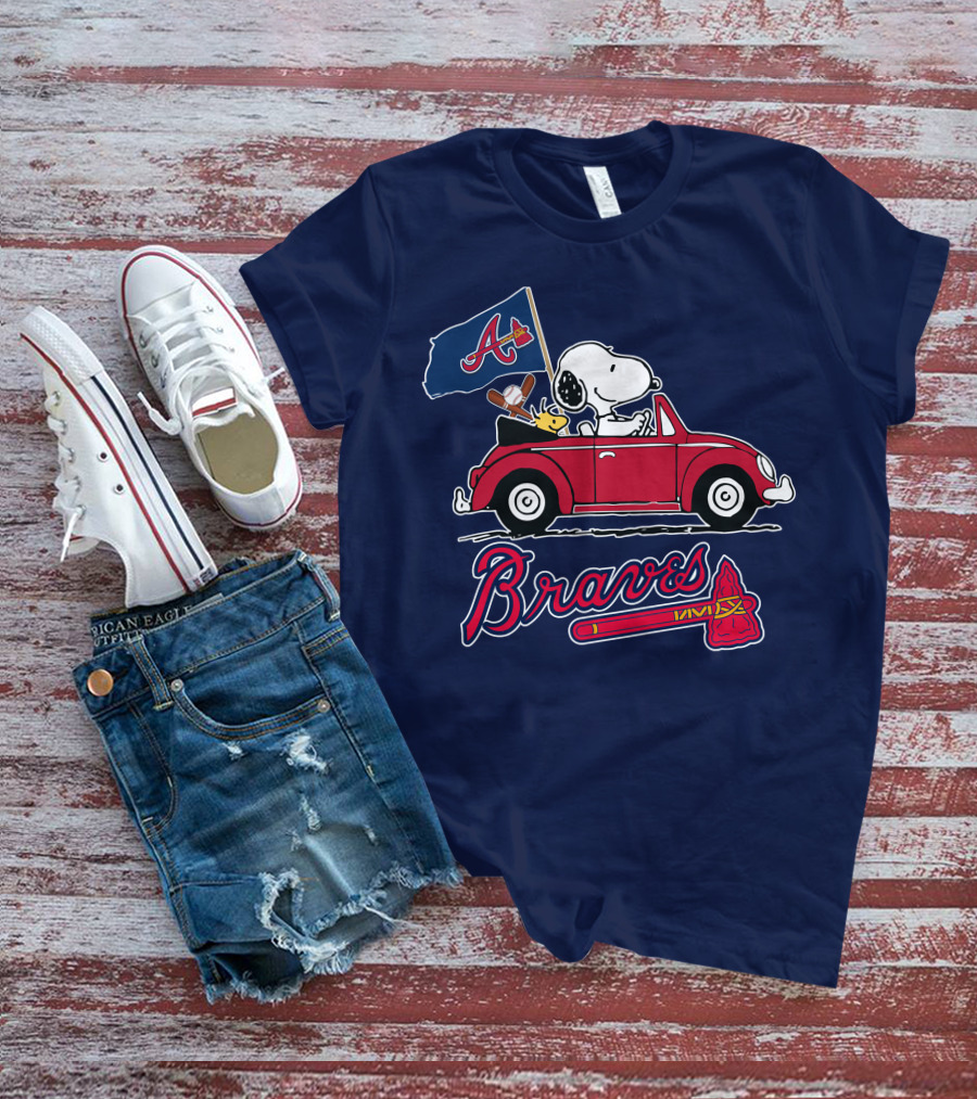 Atlanta Braves Snoopy Woodstocks Car Adventure T-Shirt