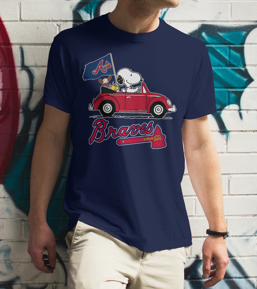 Atlanta Braves Snoopy Woodstocks Car Adventure T-Shirt