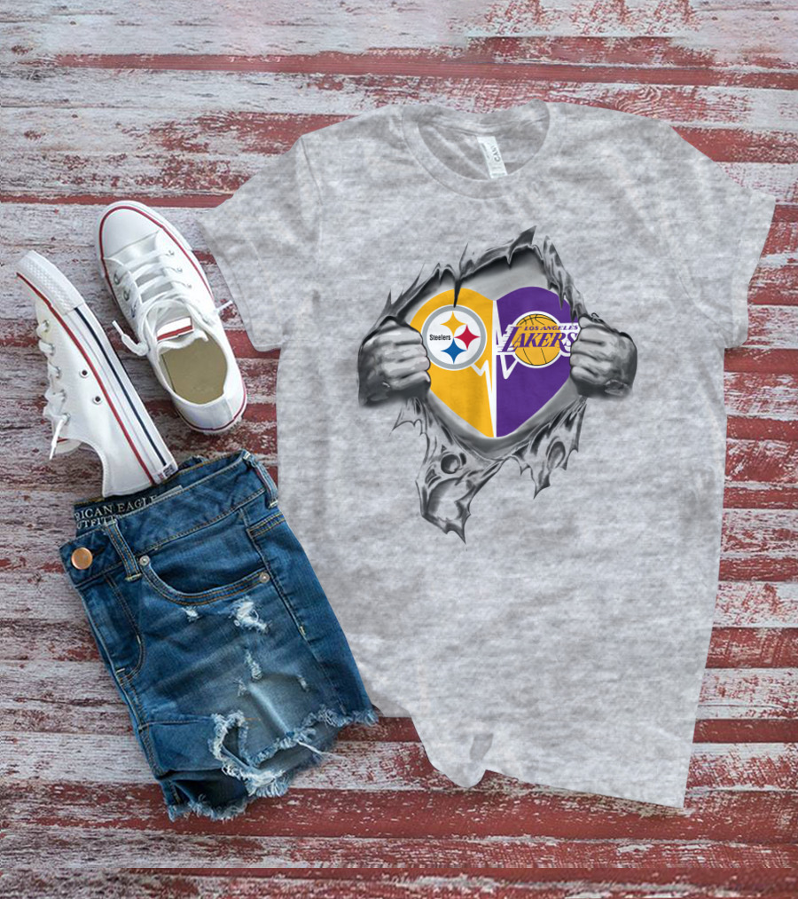 Steelers Los Angeles Lakers Heart T-Shirt