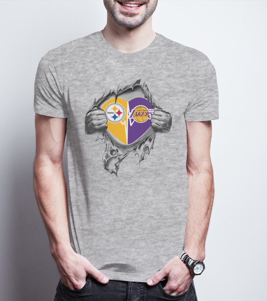 Steelers Los Angeles Lakers Heart T-Shirt