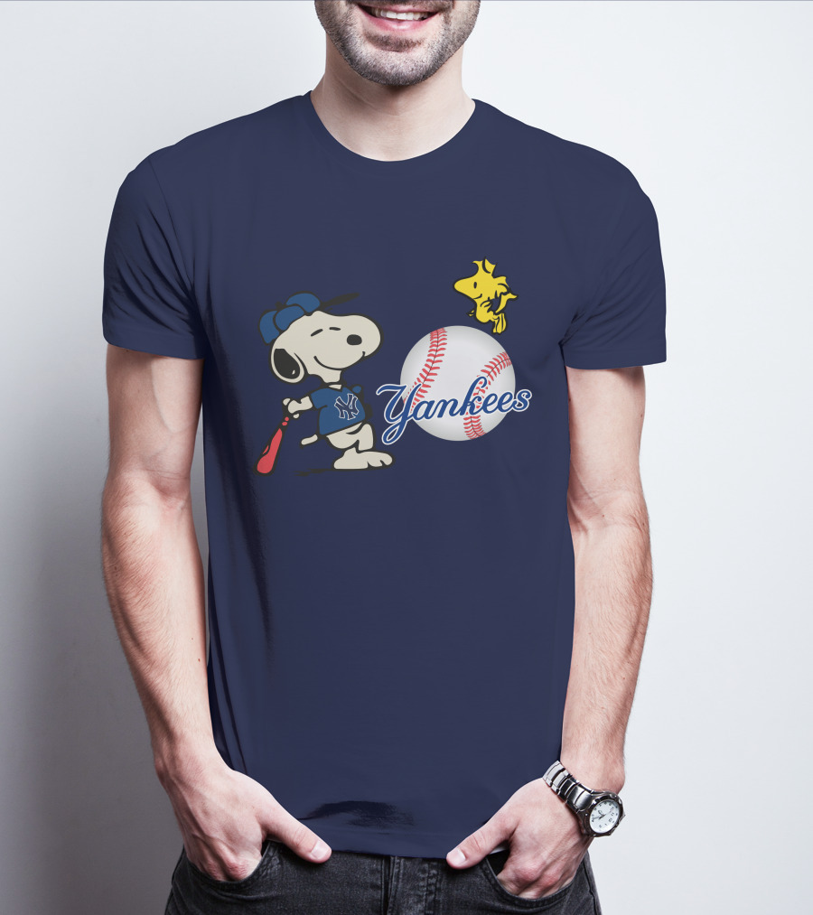 Yankees Snoopy Baseball Woodstock Swing Vintage New York Sports T-Shirt