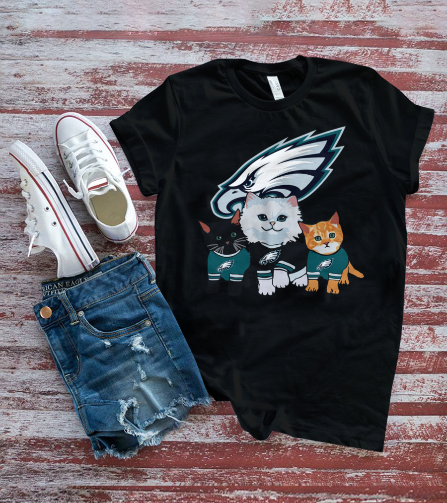 Philadelphia Eagles Cats With Team T-Shirt