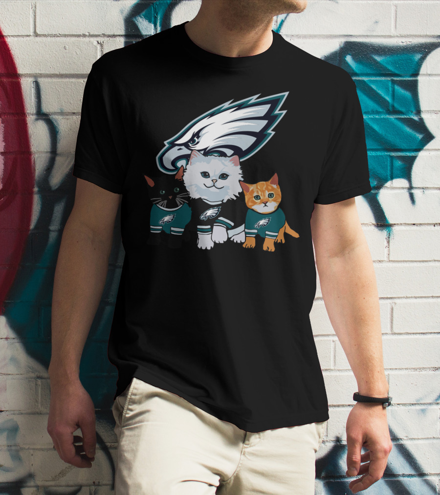 Philadelphia Eagles Cats With Team T-Shirt