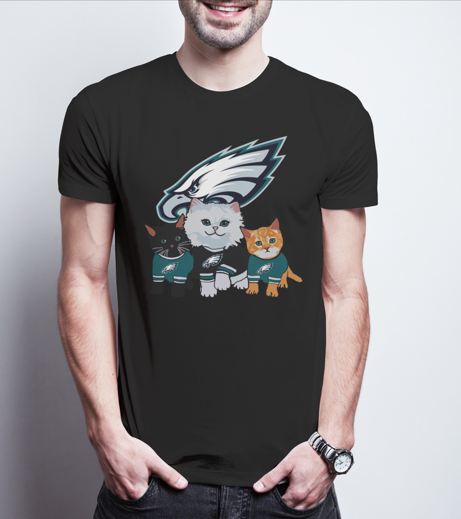 Philadelphia Eagles Cats With Team T-Shirt