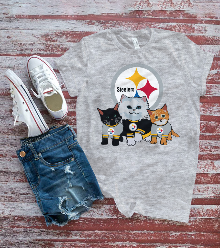 Pittsburgh Steelers Cats Trio With Team T-Shirt