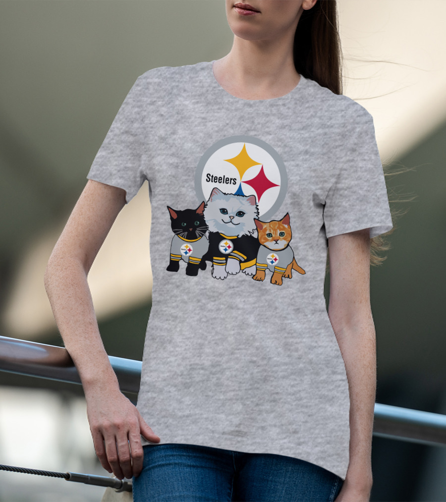 Pittsburgh Steelers Cats Trio With Team T-Shirt