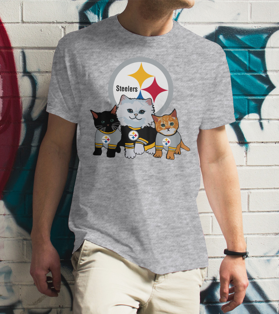 Pittsburgh Steelers Cats Trio With Team T-Shirt