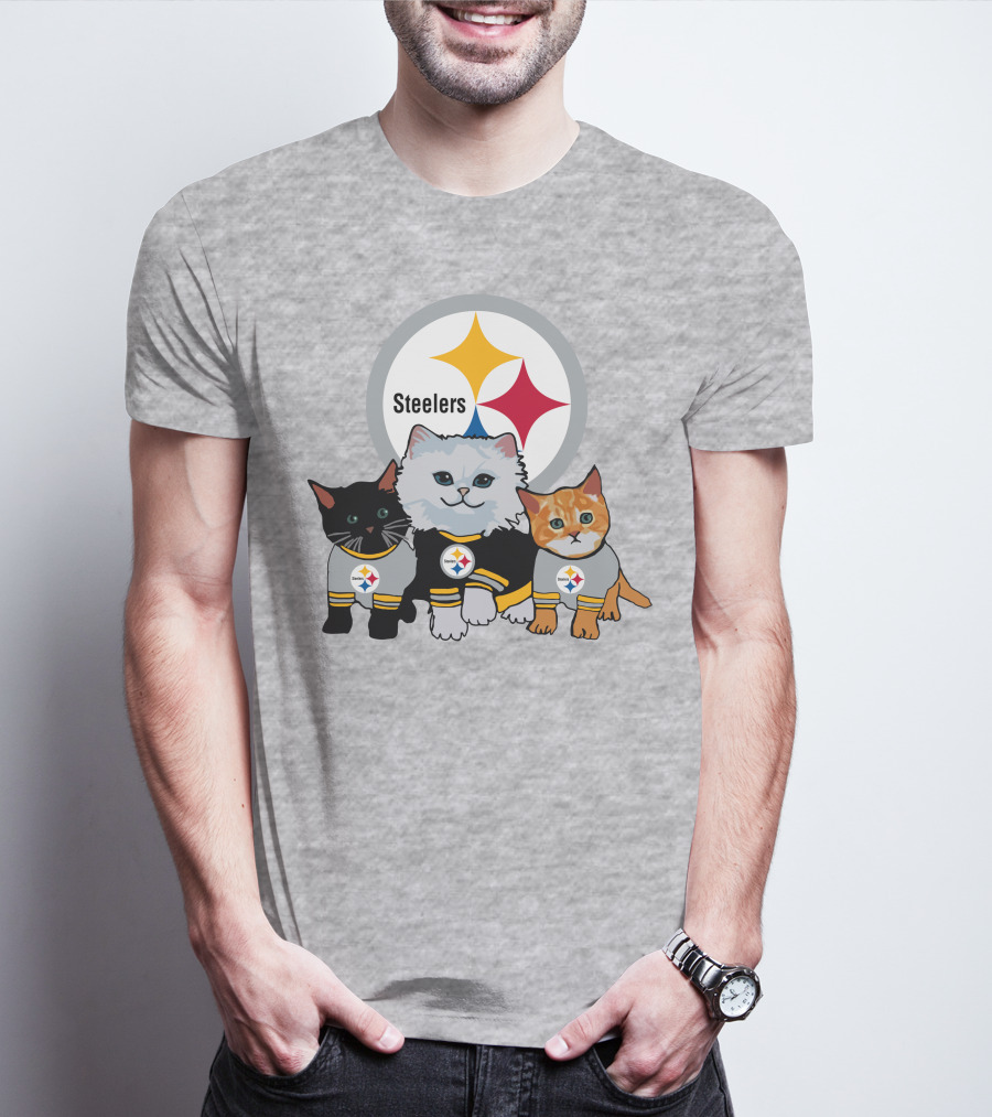 Pittsburgh Steelers Cats Trio With Team T-Shirt