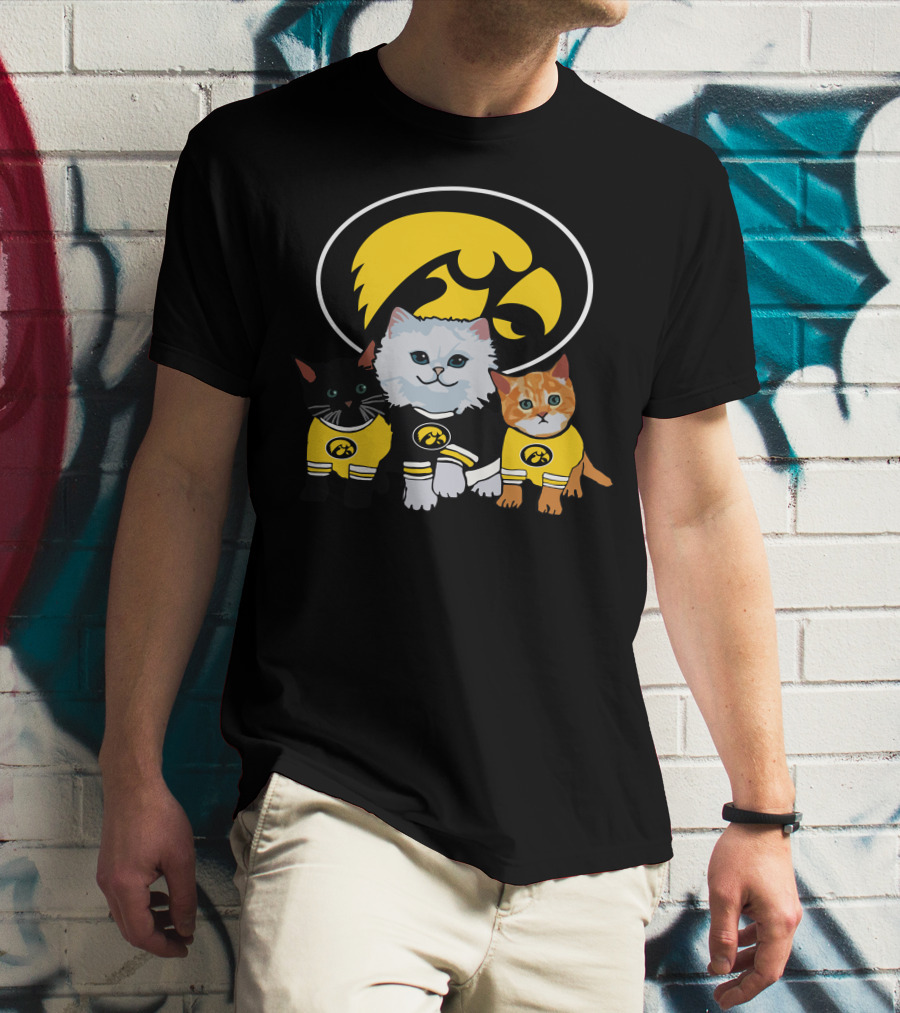 Iowa Hawkeyes Cute Cats Trio With Team T-Shirt