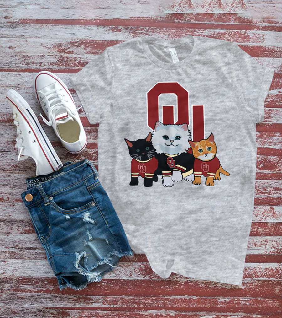 Oklahoma Sooners Cats In Team Jerseys With OU T-Shirt