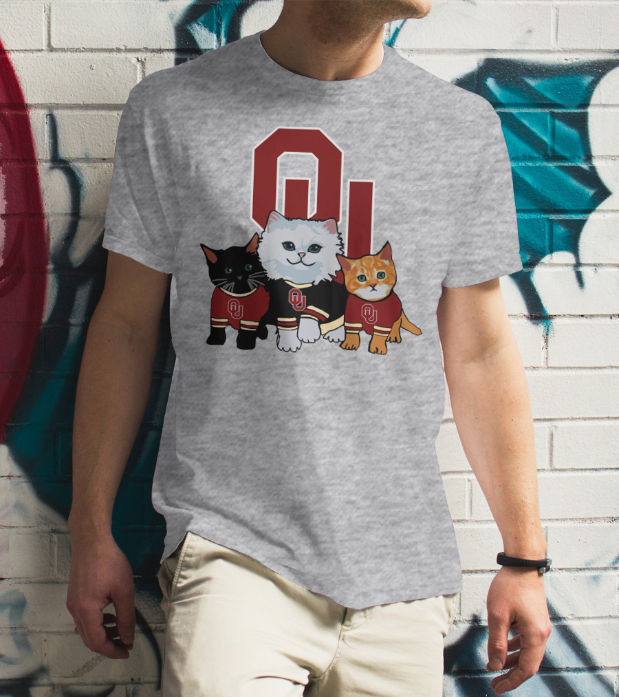 Oklahoma Sooners Cats In Team Jerseys With OU T-Shirt