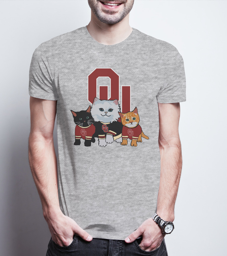 Oklahoma Sooners Cats In Team Jerseys With OU T-Shirt