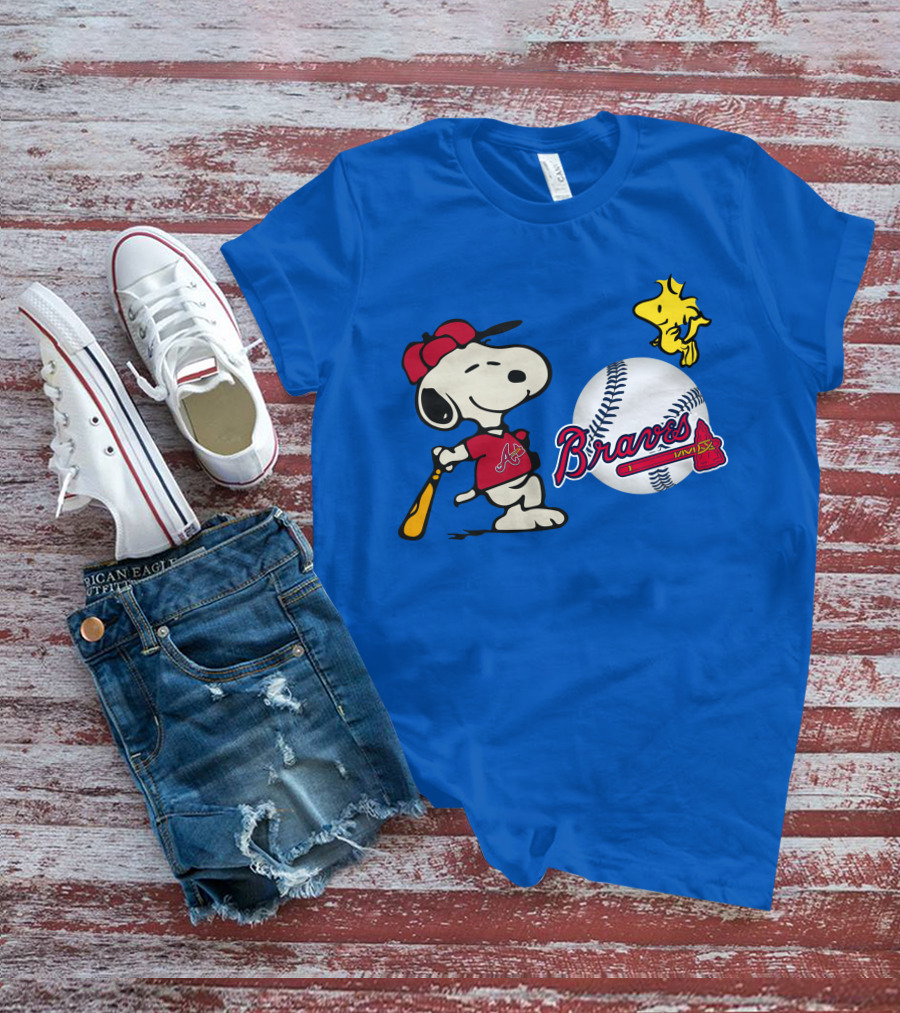 Braves Snoopy Woodstock Baseball Atlanta Peanuts T-Shirt