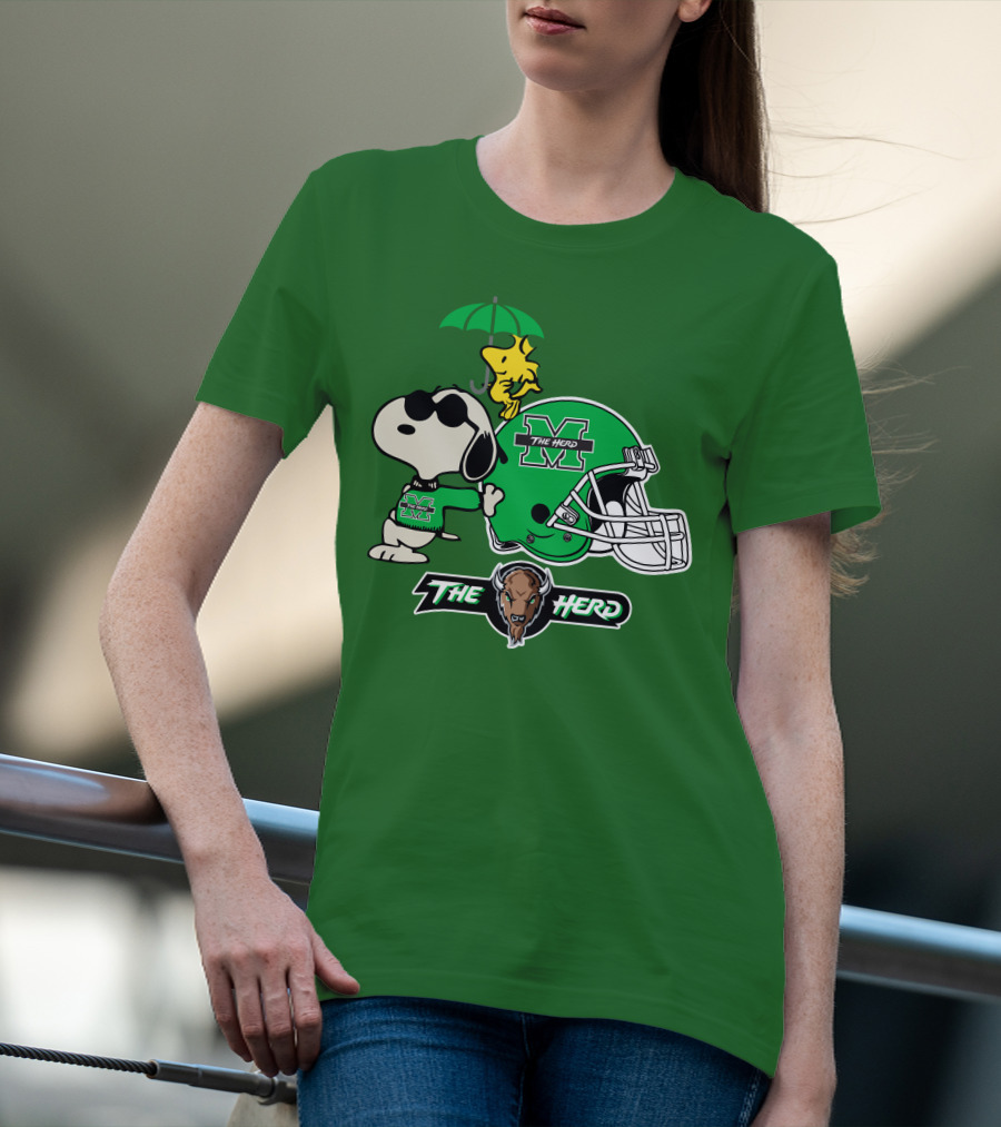 Marshall Thundering Herd Snoopy The Herd Football Helmet Woodstock Umbrella T-Shirt