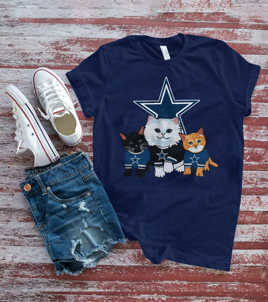 Dallas Cowboys Cute Cats With Star Logo Trio T-Shirt