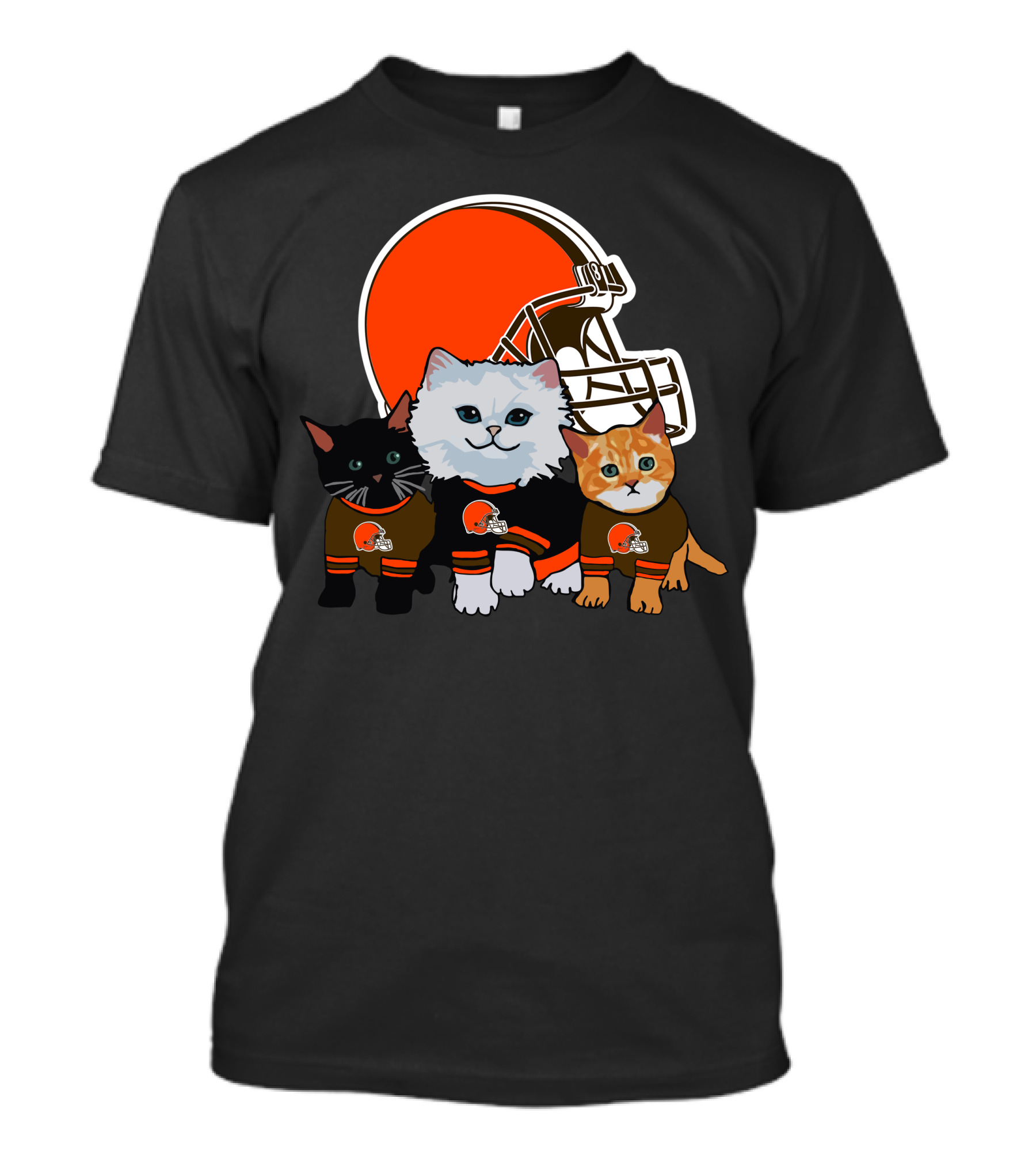 Cleveland Browns Cute Cats Football Helmet Trio T-Shirt