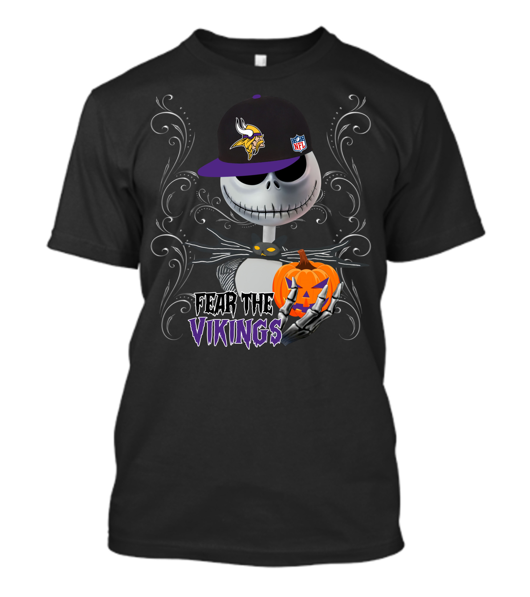 Fear The Vikings Halloween Skeleton Minnesota NFL T-Shirt