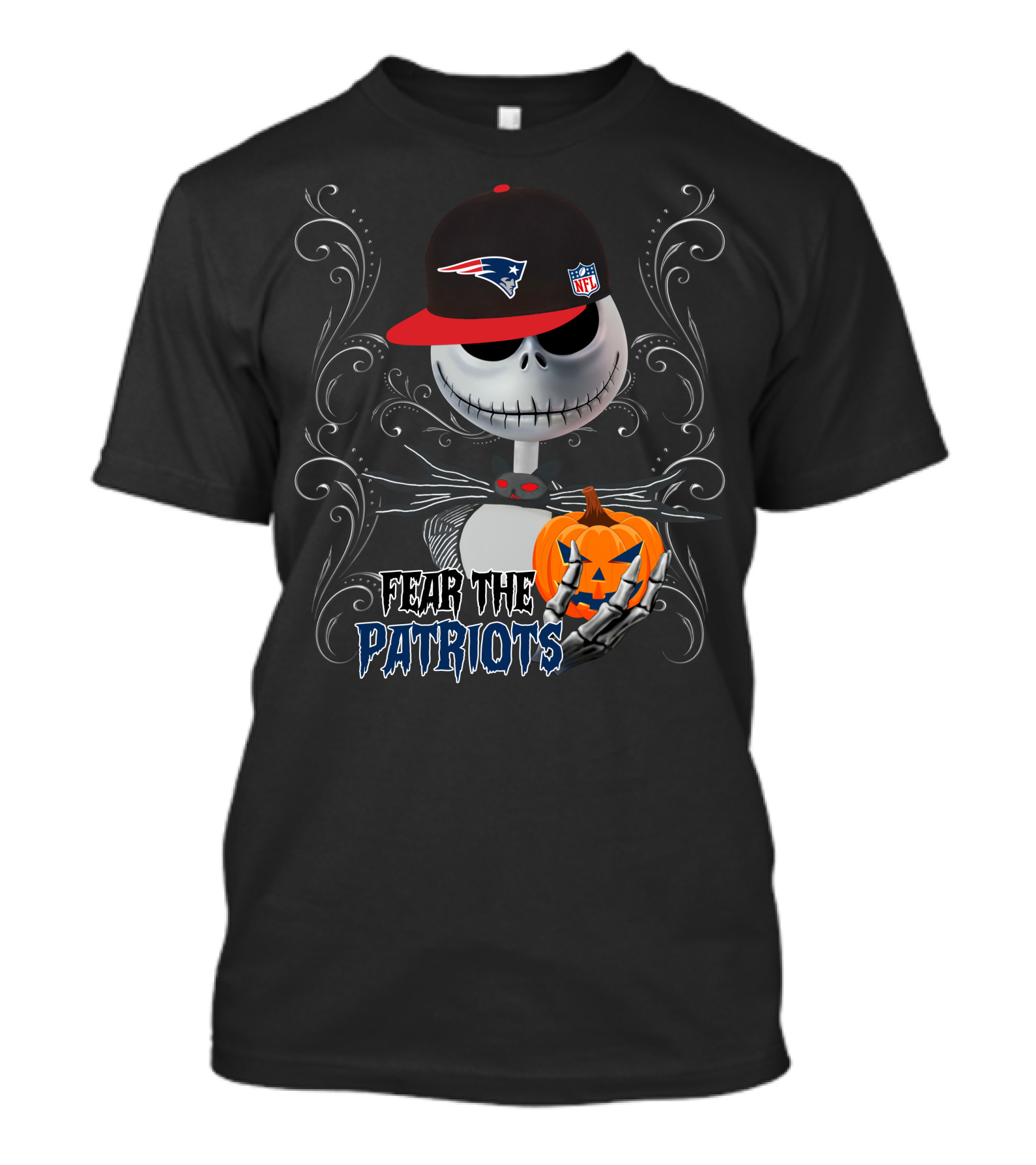 Fear The Patriots NFL Halloween Skeleton Pumpkin T-Shirt