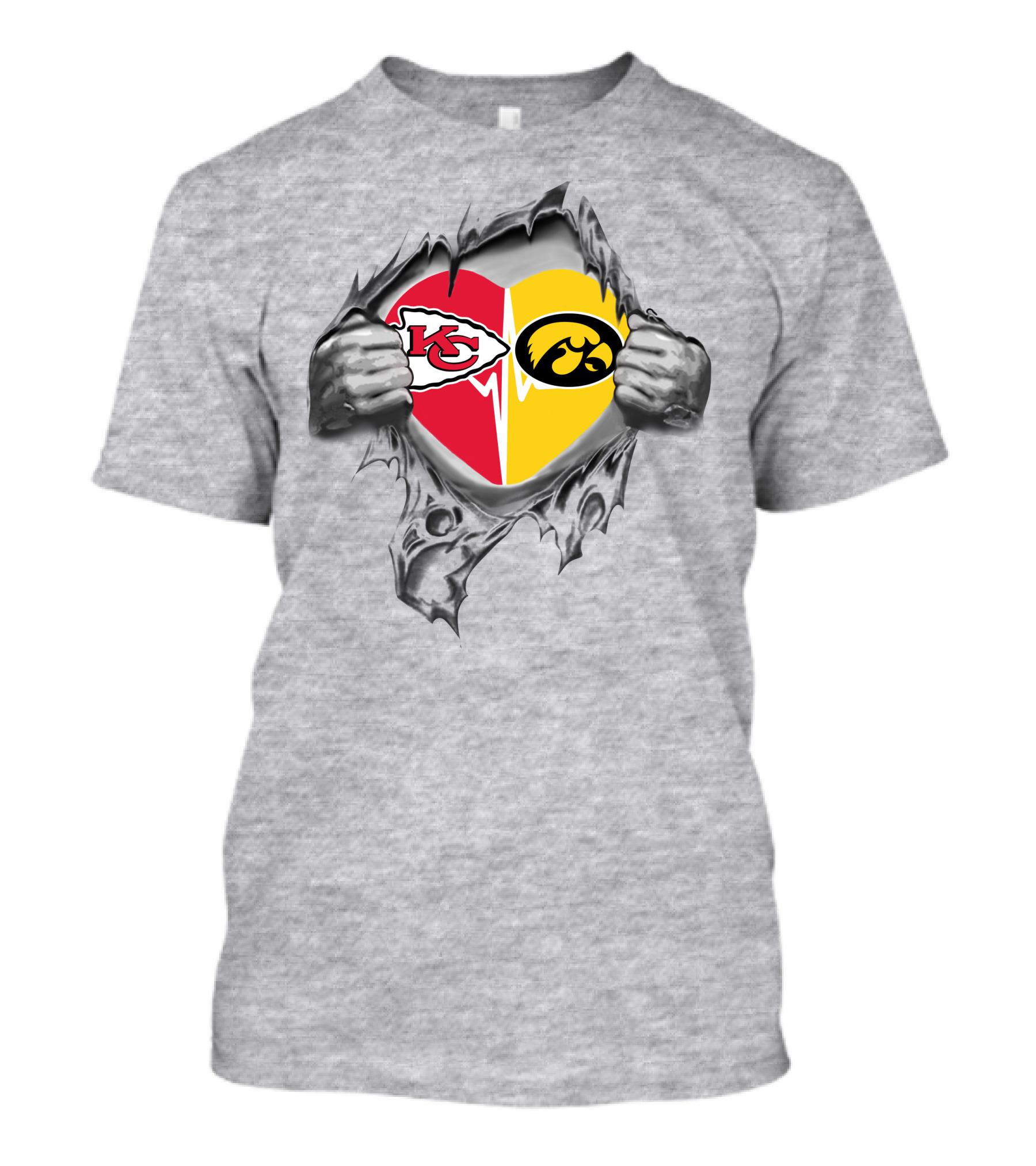 Kansas City Chiefs Iowa Hawkeyes Dual Heart T-Shirt
