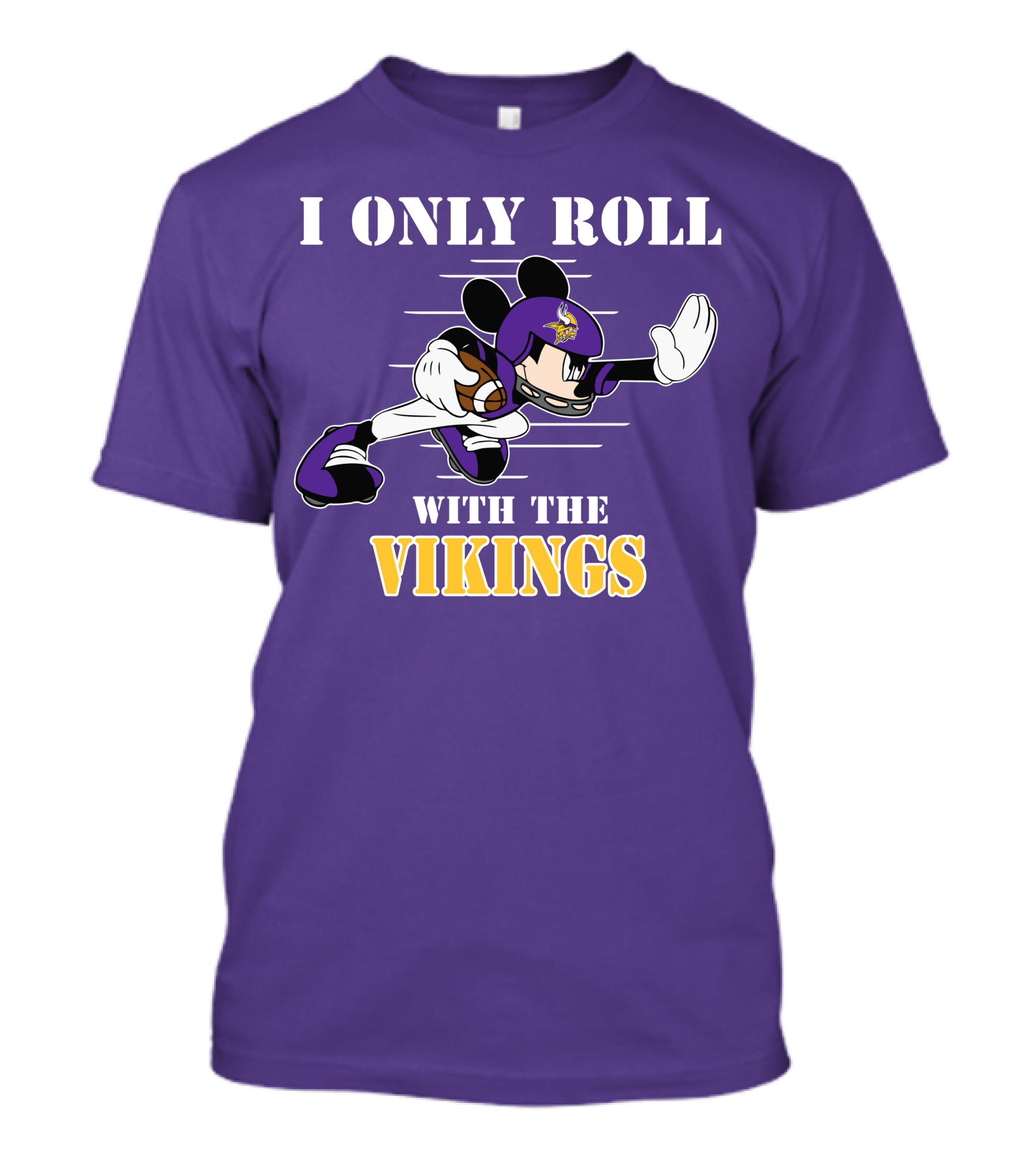 I Only Roll With The Vikings Mickey Football T-Shirt