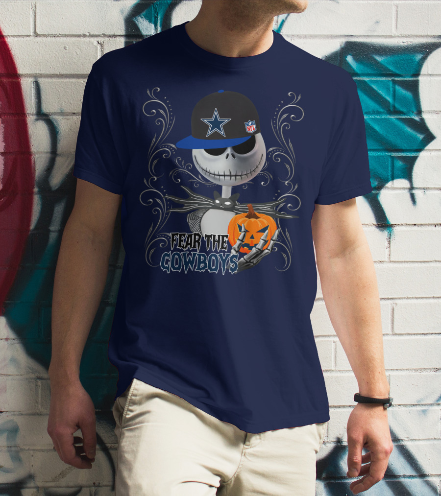 Fear The Cowboys Halloween NFL Jack Skellington Pumpkin Dallas Star T-Shirt