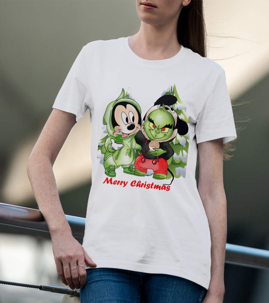 Merry Christmas The Grinch And Mickey T-Shirt
