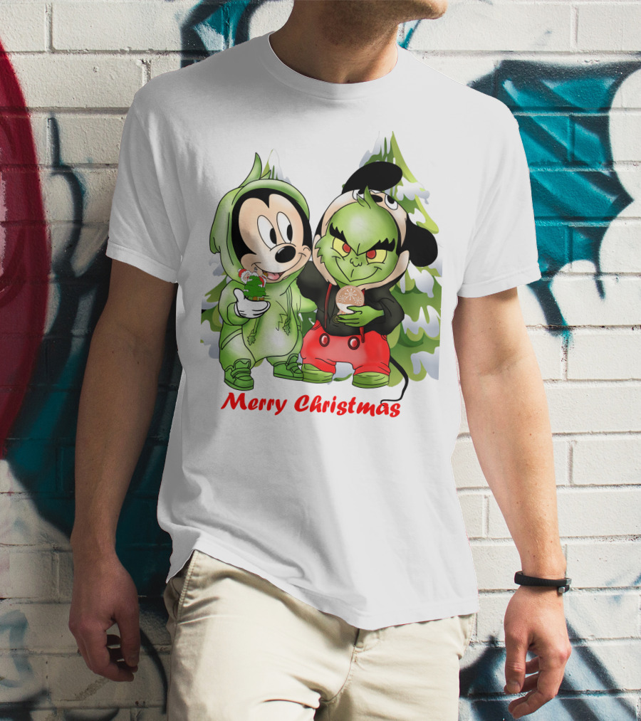 Merry Christmas The Grinch And Mickey T-Shirt