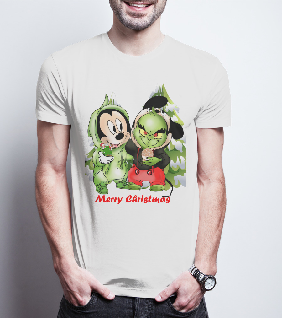 Merry Christmas The Grinch And Mickey T-Shirt