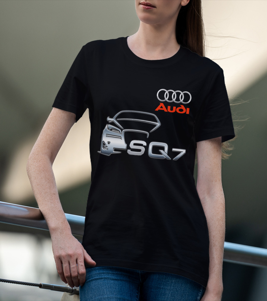 Audi SQ7 Car Outline Emblem With Iconic Four Rings T-Shirt