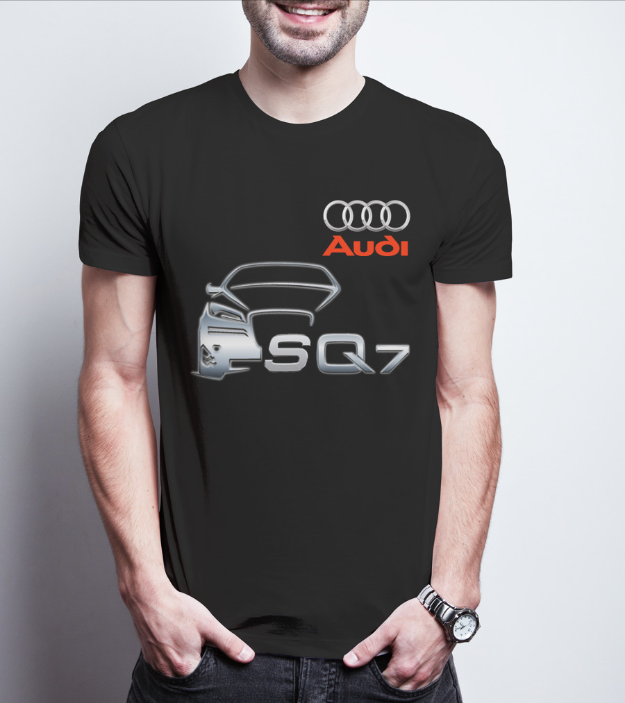 Audi SQ7 Car Outline Emblem With Iconic Four Rings T-Shirt