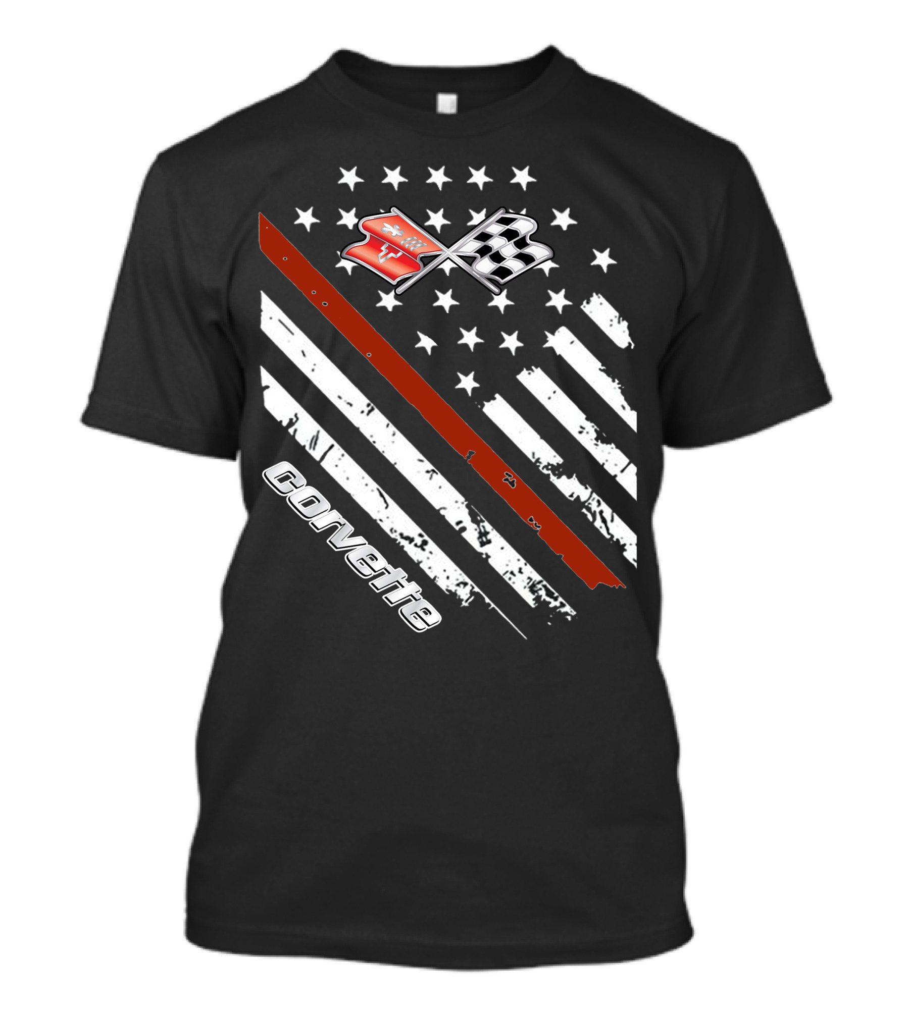 Corvette C3 American Flag Vintage Racing Stripes And Emblems T-Shirt