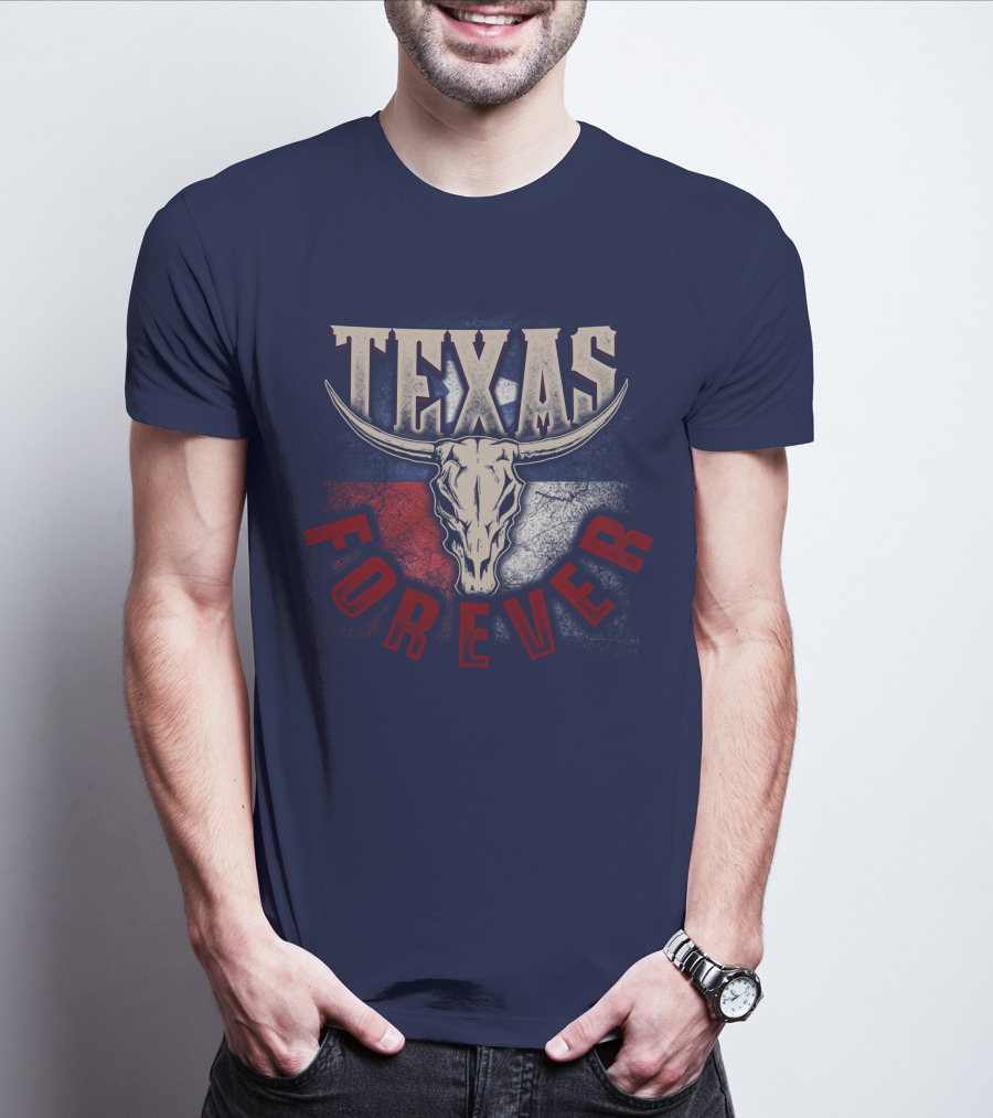 Texas Forever Longhorn Skull State Pride T-Shirt