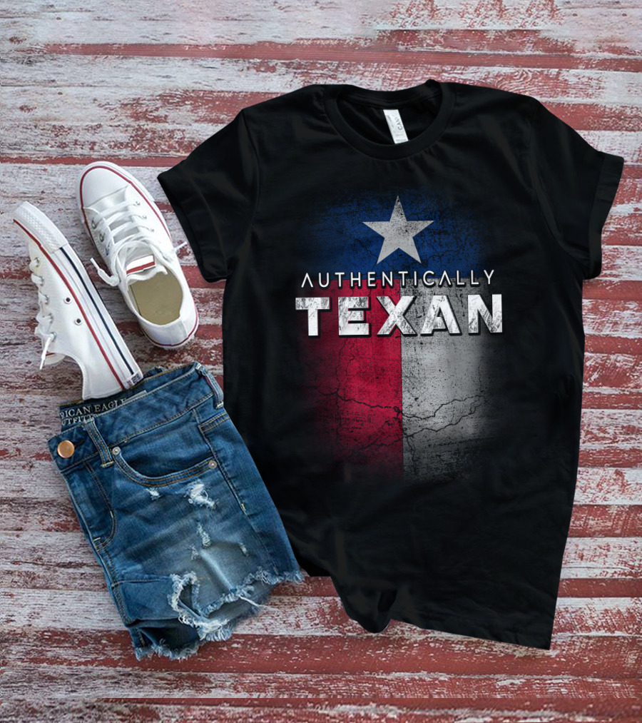 Authentically Texan Lone Star Flag Style T-Shirt