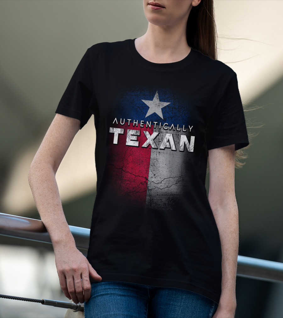 Authentically Texan Lone Star Flag Style T-Shirt