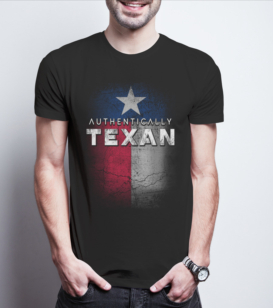 Authentically Texan Lone Star Flag Style T-Shirt