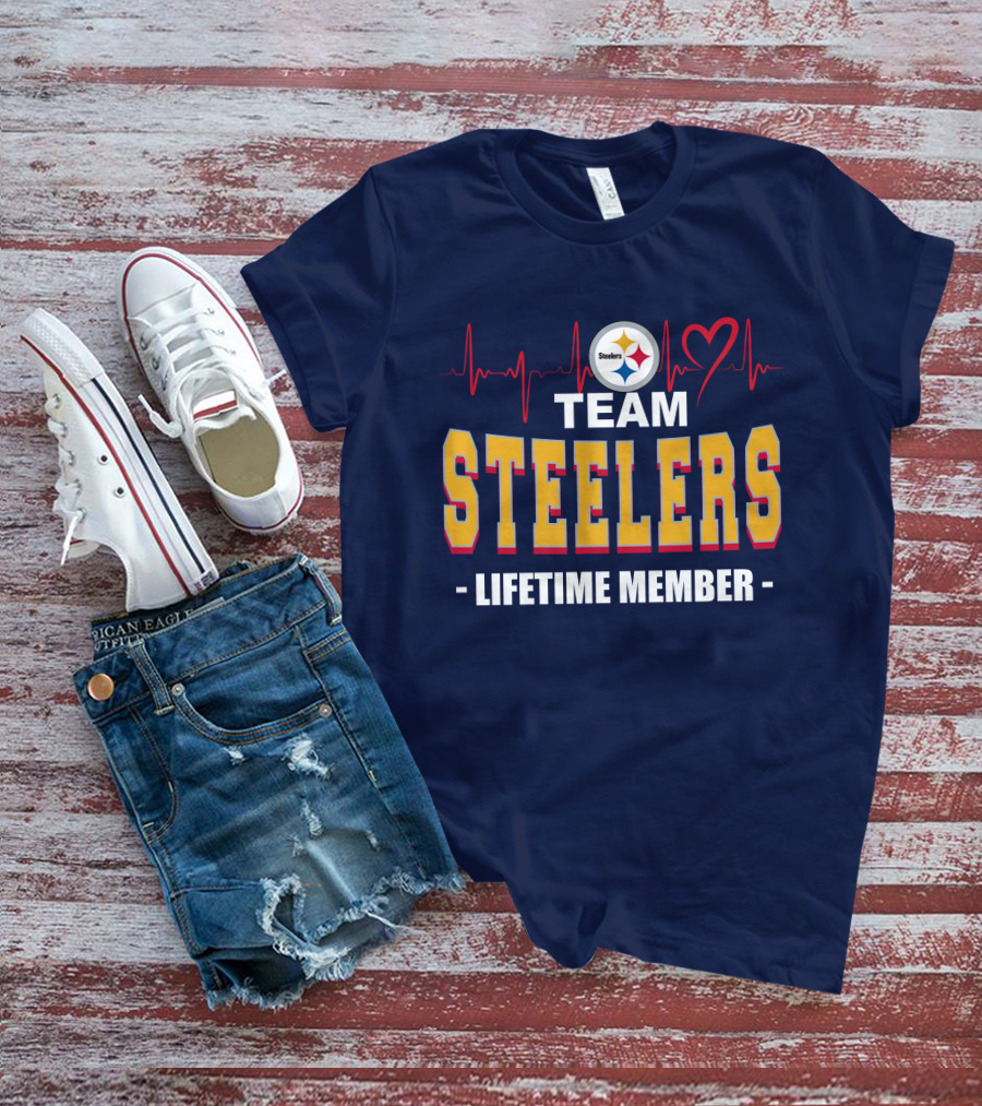 Team Steelers Lifetime Member Pittsburgh Steelers Heartbeat T-Shirt