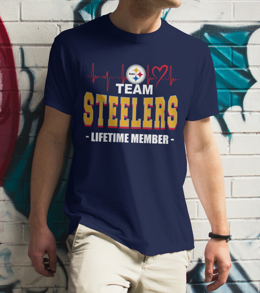 Team Steelers Lifetime Member Pittsburgh Steelers Heartbeat T-Shirt