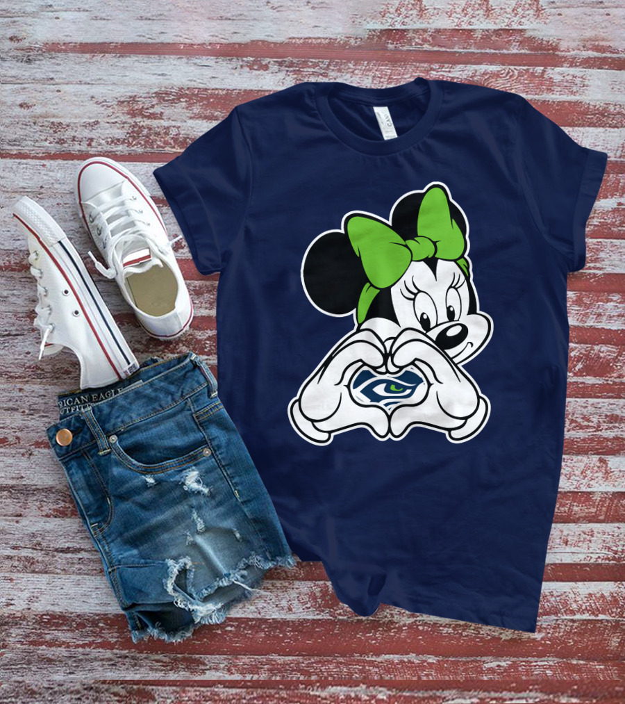 Seattle Seahawks Minnie Mouse Heart T-Shirt