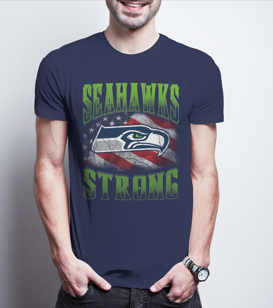 Seattle Seahawks Strong American Flag T-Shirt