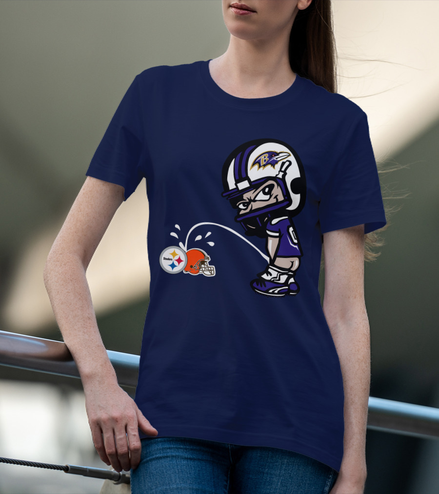 Baltimore Ravens Rivalry Mock Pittsburgh Steelers Cleveland Browns Helmets T-Shirt